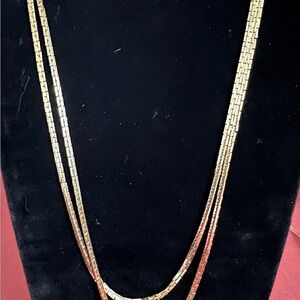 Gold Herringbone Necklace Sleek Shiny Finish